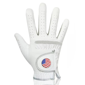 Men'S Golf Glove Breathable Golf Gloves with Magnetic Marker Replaceable White Glove American Flag Pattern