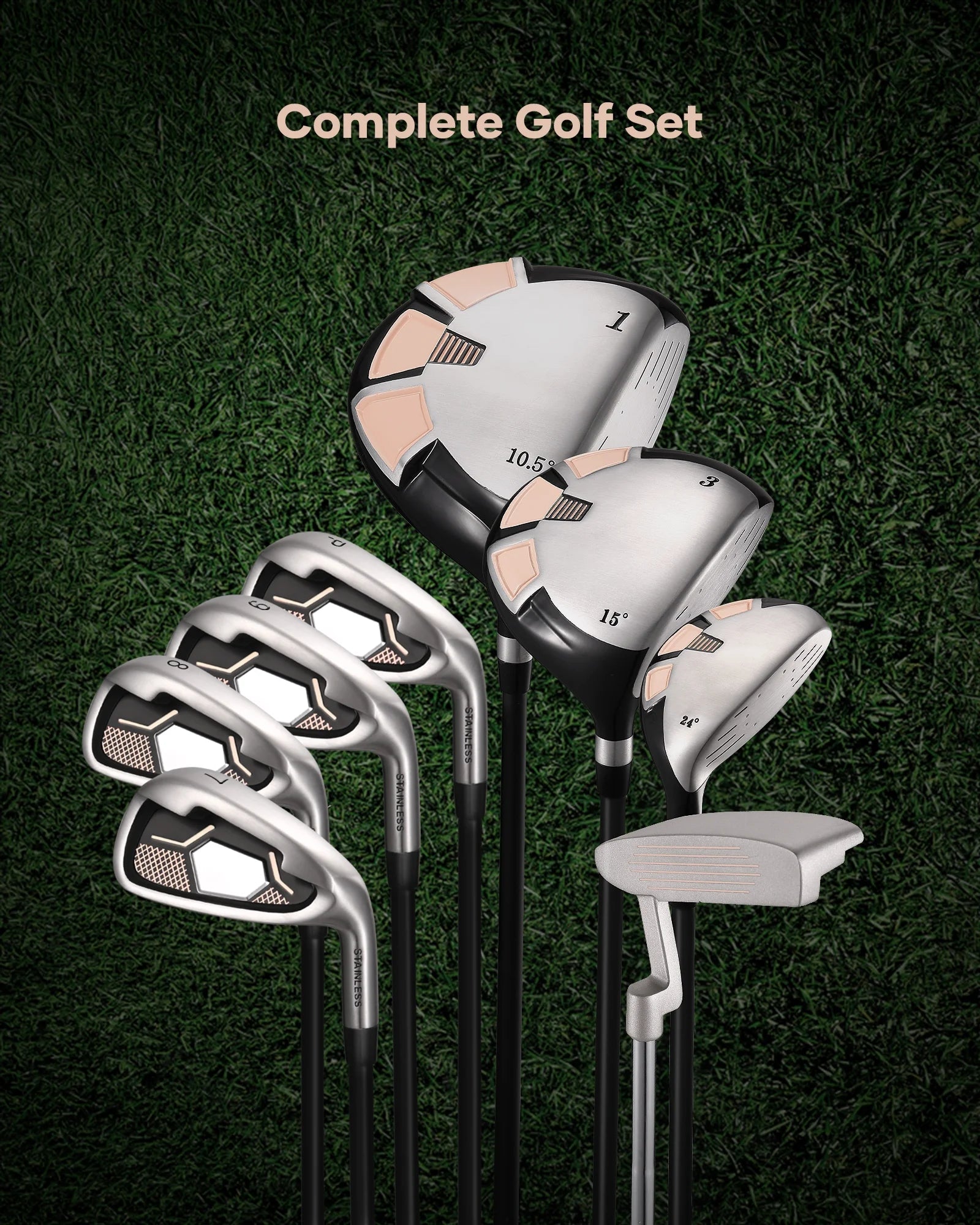 Complete Golf Club Set, 12-Piece, Right Handed, Unisex, with Stand Bag and Headcovers
