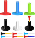 Golf Rubber Tees Value 6 Pack with 6 Plastic Tees 3 1/4 Inch, Driving Range Tee Easy to Find Stable Durable for Golf Mats Turf Practice, Mixed Size 1.5
